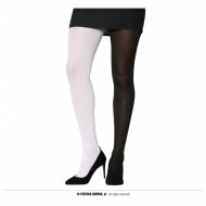 BLACK AND WHITE COLLANT BICOLORE 1 GAMBA BIANCA 1 NERA PER TRAVESTIMENTI CARNEVALE HALLOWEEN MISURA 120/160CM ADULTI