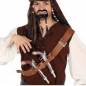 SET PIRATA DEI CARAIBI CINTURONE CON 2PISTOLE ACCESSORI PER TRAVESTIMENTI A TEMA PIRATI DEI SETTE MARI PETTORINA CORSARO