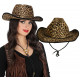 CAPPELLO COWBOY LEOPARDATO UNISEX ADULTI TG UN PER TRAVESTIMENTI DI CARNEVALE E FESTE IN MASCHERA A TEMA VECCHIO WEST