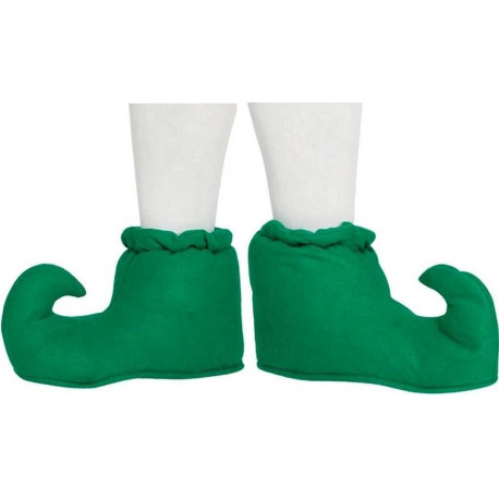 SCARPE DA ELFO VERDI CON ELASTICO BABBUCCE MIS.UN PER TRAVESTIMENTI DA ELFO NATALE CARNEVALE E SCENE A TEMA NATALIZIO