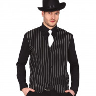GILET DA GANGSTER ADULTO TG L 52/54 NERO ARIGHE BIANCHE PER TRAVESTIMENTI DI CARNEVALE A TEMA MAFIOSO ANNI 50