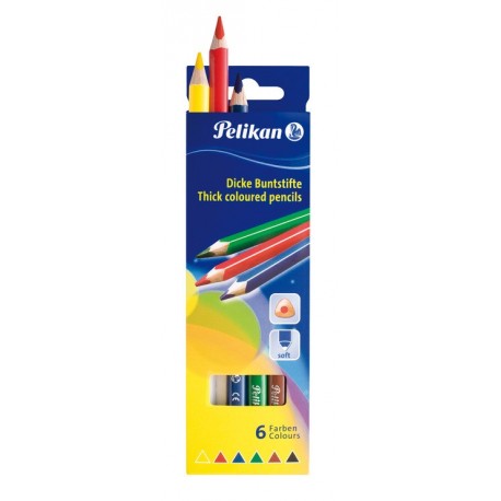 BOX 6 MATITE COLORATE JUMBO PELIKAN SOFT