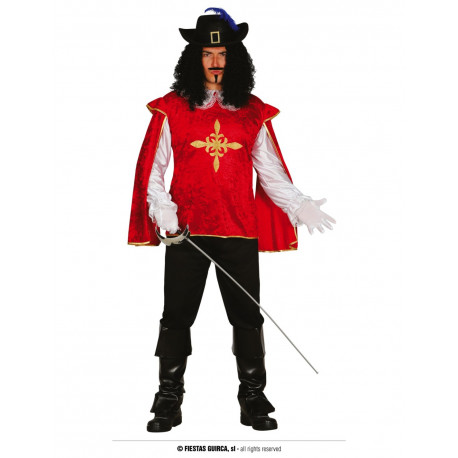 COSTUME CARNEVALE MOSCHETTIERE D"ARTAGNAN VESTITO COMPLETO CAMICIA CON CASACCA E PANTALONI TG.M 48/50 NO ACCESSORI