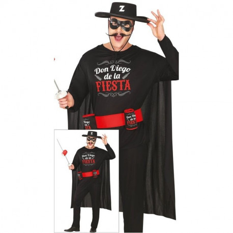COSTUME DON DIEGO DE LA FIESTA VESTITO CARNEVALE ZORRO TG M MASCHERA MANTELLO SHIRT CINTURA PANTALONI NO CAPPELLO NO AC