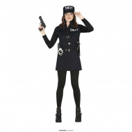 COSTUME CARNEVALE S.W.A.T.POLIZIOTTA 14/16 ANNI VESTITO SWAT SQUADRA SPECIALE BERRETTO ABITO PANTALONE NO ACCESSORI