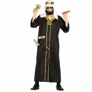 COSTUME CARNEVALE DA SCEICCO ARABO TG M 48/50 ADULTO VESTITO RICCO UOMO SAUDITA COMPLETO TUNICA E COPRICAPO NO ACCESSORI