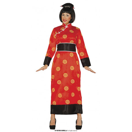 KIMONO COSTUME CINESE DONNA VESTITO E CINTURA PER TRAVESTIMENTI DI CARNEVALE SPETTACOLI A TEMA ORIENTALE CINA NO ACCESS.