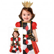 COSTUME REGINA DI CUORI 18/24 MESI VESTITO CARNEVALE REGINA FIABESCA COMPLETO DI ABITO E CERCHIETTO CORONA NO ACCESSORI