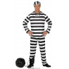 COSTUME CARNEVALE DA DETENUTO TG S46/48 VESTITO PRIGIONIERO COMPLETO CAPPELLO MAGLIETTA PANTALONE A STRISCE NO ACCESSORI