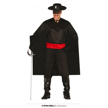 COSTUME CARNEVALE BANDITO NERO DON DIEGO VESTITO ZORRO TG M48/50MASCHERA CAMICIA MANTELLO CINTURA PANTALONE NO ACCESSORI