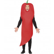COSTUME DA PEPERONCINO ROSSO MISTER CHILI TUNICA ROSSA TG.L52/54PER TRAVESTIMENTI A TEMA PEPERONCINI TUNICA NO ACCESSORI
