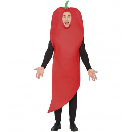 COSTUME DA PEPERONCINO ROSSO MISTER CHILI TUNICA ROSSA TG.L52/54PER TRAVESTIMENTI A TEMA PEPERONCINI TUNICA NO ACCESSORI