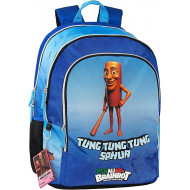 ZAINO ORGANIZZATO 3ZIP SKIFIDOL ITALIAN BRAINROT TUNG TUNG TUNG SAHUR SCUOLA TEMPO LIBERO 44X33X22CM PANINI SCUOLA ITALY