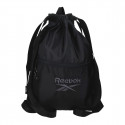GYM SAC REEBOK DENA BLACK 34X44CM ZAINETTO NERO A SACCA CON SPALLACCI TASCA CON ZIP PER SCUOLA LAVORO E TEMPO LIBERO