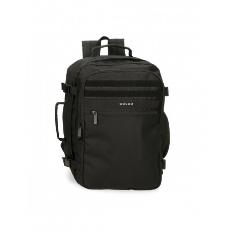 ZAINO BORSA DA VIAGGIO E DA LAVORO 2 CERNIERE MOVOM FOSTER NERO 30X44X18CM MULTITASCHE CON FASCIA AGGANCIO TROLLEY