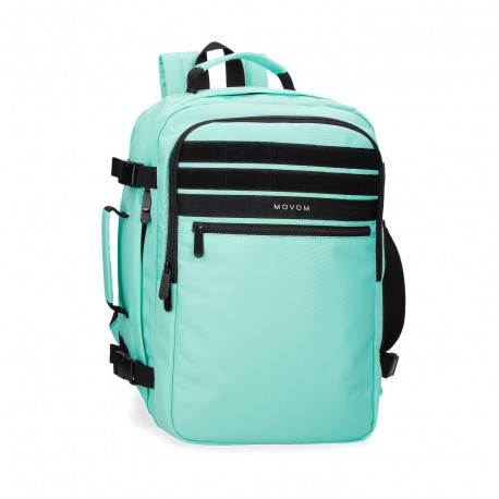 ZAINO BORSA DA VIAGGIO E DA LAVORO 2 CERNIERE MOVOM FOSTER TURCHESE 30X44X18CM MULTITASCHE CON FASCIA AGGANCIO TROLLEY