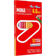 SEVEN PASTELLI LEGNO CERTIFICATO FSC MINAPRO 6.0MM JUMBO 12 COLORI ALTISSIMA QUALITÀ CON SEGNANOME PERSONALIZZABILE