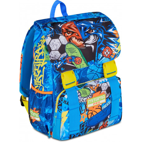 MITAMA PRO ZAINO SCUOLA ESTENSIBILE 4 ZIP TRIPLO SCOMPARTO TIGERPLAY28X38X33CM 28LT 2 TASCHE LATERALI MITAMA SEVEN ITALY