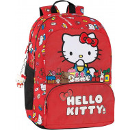 ZAINO SCUOLA ORGANIZZATO HELLO KITTY LEIS ROSSO 2 ZIP 2 SCOMPARTI 31LITRI 32X43X22CM GADGET OMAGGIO PANINI SCUOLA ITALY