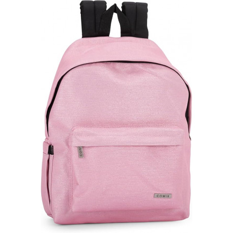 ZAINO SCUOLA AMERICANO COMIX LUREX ROSA AZZ.GLITTER 30X40X17CM 24 LITRI 1 ZIP 1+1TASCA CON ZIP COMIX PANINI SCUOLA ITALY