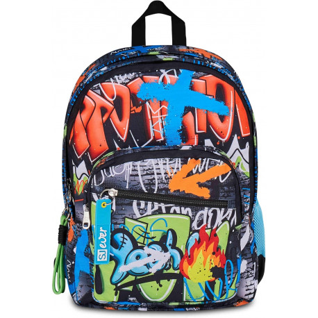 SJ SEVEN JUNIOR ZAINO SCUOLA DOPPIO SCOMPARTO SJ GANG SJ EVER HIGH FLAMES BOY 30X42X23CM TASCA PORTA BORRACCIA