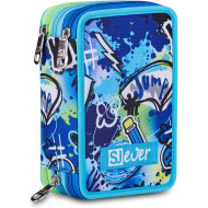 SJ SEVEN JUNIOR ASTUCCIO SCUOLA 3 ZIP A LIBRO SJ GANG BOY GIRL 45PZ.2 PENNE CANCELLABILI SPINNY+COLORI+ACCESSORI ALTA QU