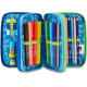 SJ SEVEN JUNIOR ASTUCCIO SCUOLA 3 ZIP A LIBRO SJ GANG BOY GIRL 45PZ.2 PENNE CANCELLABILI SPINNY+COLORI+ACCESSORI ALTA QU
