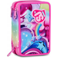 SJ SEVEN JUNIOR ASTUCCIO SCUOLA 3 ZIP A LIBRO SJ GANG SOFT POUCH GIRL 45PZ.PENNA CANCELLABILE FRIXION+COLORI+ACCESSORI