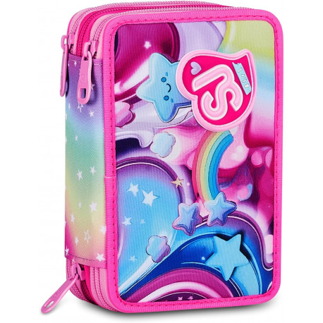 SJ SEVEN JUNIOR ASTUCCIO SCUOLA 3 ZIP A LIBRO SJ GANG SOFT POUCH GIRL 45PZ.PENNA CANCELLABILE FRIXION+COLORI+ACCESSORI