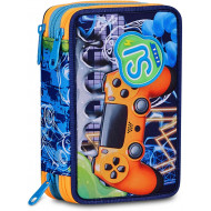 SJ SEVEN JUNIOR ASTUCCIO SCUOLA 3 ZIP A LIBRO SJ GANG JOYFUL PINS BOY 45PZ.PENNA CANCELLABILE FRIXION+COLORI+ACCESSORI