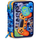 SJ SEVEN JUNIOR ASTUCCIO SCUOLA 3 ZIP A LIBRO SJ GANG JOYFUL PINS BOY 45PZ.PENNA CANCELLABILE FRIXION+COLORI+ACCESSORI