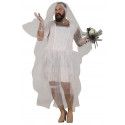 COSTUME CARNEVALE DA SPOSA UOMO ABITO TG XL 54/56 SPOSO VESTITO COMPLETO DI VELO BIANCO DA CERIMONIA NO ACCESSORI