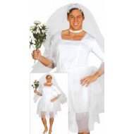 COSTUME CARNEVALE DA SPOSA UOMO ABITO TG M 48/50 SPOSO VESTITO COMPLETO DI VELO BIANCO DA CERIMONIA NO ACCESSORI
