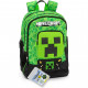 ZAINO ORGANIZZATO MINECRAFT ZAINO SCUOLA 43X32X23CM 2 TASCHE NEROVERDE+PIXEL PER PERSONALIZZARLO PANINI SCUOLA ITALY