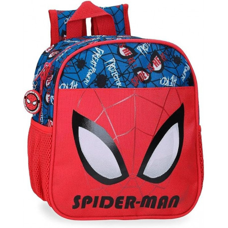 ZAINO ASILO SPIDER MAN AUTHENTIC MARVEL 21X25X10CM BLU/ROSSO 1 ZIP 2 TASCHE PORTABOTTIGLIE ZAINETTO UOMO RAGNO