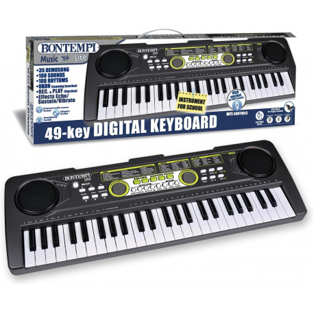TASTIERA ELETTRONICA 49 TASTI 35DEMOSONG 100SOUNDS 100 RHYTHMS REC &PLAY FUNCTION MP3 CONTROLS USB +LIBRO BONTEMPI ITALY