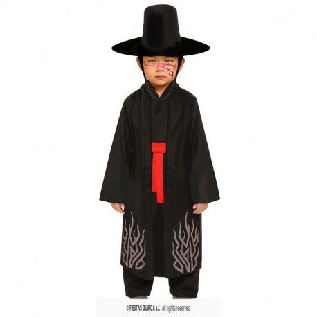COSTUME HALLOWEEN DEMONE ORIENTALE BABY10/12ANNI VESTITO COMPLETO CAPPELLO GIACCA T-SHIRT CINTURA PANTALONI NO ACCESSORI