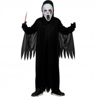 COSTUME FANTASMA ASSASSINO NERO 5/6 ANNI 123CM TUNICA E MASCHERA HORROR TRAVESTIMENTI HALLOWEEN E CARNEVALE NO ACCESSORI