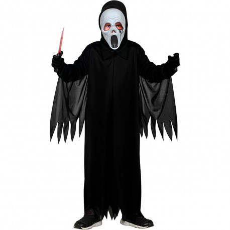COSTUME FANTASMA ASSASSINO NERO 10/12 ANNI 151CM TUNICA E MASCHERA HORROR TRAVESTIMENTI HALLOWEEN CARNEVALE NO ACCESSORI