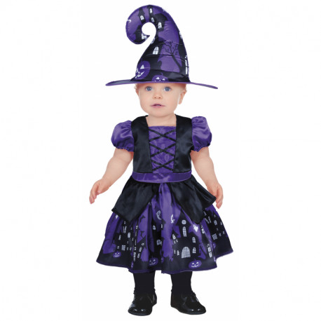 COSTUME STREGHETTA VIOLA BABY 18/24 MESI VESTITO E CAPPELLO STREGA PER TRAVESTIMENTI DI CARNEVALE/HALLOWEEN NO ACCESSORI