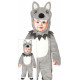 COSTUME DA LUPO 18/24 MESI TUTONE CON CAPPUCCIO VESTITO CARNEVALE A TEMA ANIMALI DEL BOSCO LUPETTO NO ACCESSORI GUIRCA