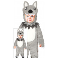 COSTUME DA LUPO 18/24 MESI TUTONE CON CAPPUCCIO VESTITO CARNEVALE A TEMA ANIMALI DEL BOSCO LUPETTO NO ACCESSORI GUIRCA