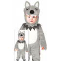 COSTUME DA LUPO 18/24 MESI TUTONE CON CAPPUCCIO VESTITO CARNEVALE A TEMA ANIMALI DEL BOSCO LUPETTO NO ACCESSORI GUIRCA