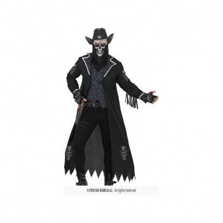 COSTUME COWBOY GOTICO SKELETOR HALLOWEEN TG.L GILET GIACCONE E FAZZOLETTO NO PANTALONI NO CINTURA NO CAPPELLO NOACCESS