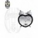 OROLOGIO SVEGLIA FORMA CUORE FC JUVENTUS ORIGINAL IN METALLO NERA CON CAMPANE BIANCHE15X11X6CM. PRODOTTO UFFICIALE