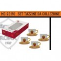 SET 4 TAZZINE VETRO + 4 PIATTINI AS ROMA DA COLLEZIONE IN SCATOLA REGALO PRODOTTO UFFICIALE