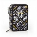 ASTUCCIO SCUOLA 3 ZIP FC JUVENTUS NERO CON SCRITTE BIANCO E OERO COMPLETO DI 43 PEZZI.PRODOTTO UFFICIALE