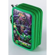 ASTUCCIO SCUOLA 3 ZIP COMPLETO TURTLES COLORE VERDE