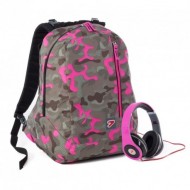 ZAINO DOUBLE BACKPACK FUCSIA CAMOUFLAGE SEVEN CON CUFFIE