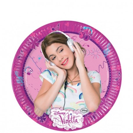 BLISTER 8 PIATTI CARTA PARTY 19,5CM.VIOLETTA DISNEY ORIGINAL PER FESTE